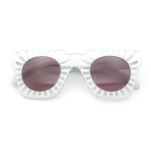 Womens Art Nouveau Deco Thick Plastic Horn Rectangle Sunglasses White - Brown