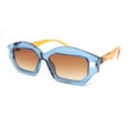 thumbnail image 1 of Womens Artsy Lipstick Hinge Beveled Mod Rectangle Sunglasses Blue Orange - Brown, 1 of 4