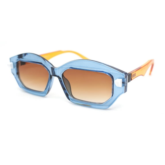 Womens Artsy Lipstick Hinge Beveled Mod Rectangle Sunglasses Blue Orange - Brown