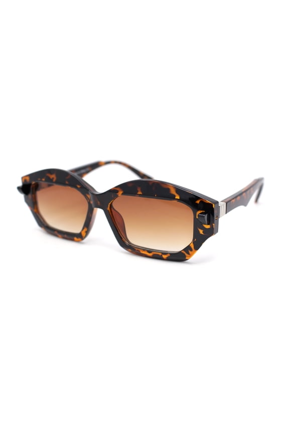 Womens Artsy Lipstick Hinge Beveled Mod Rectangle Sunglasses Tortoise - Brown