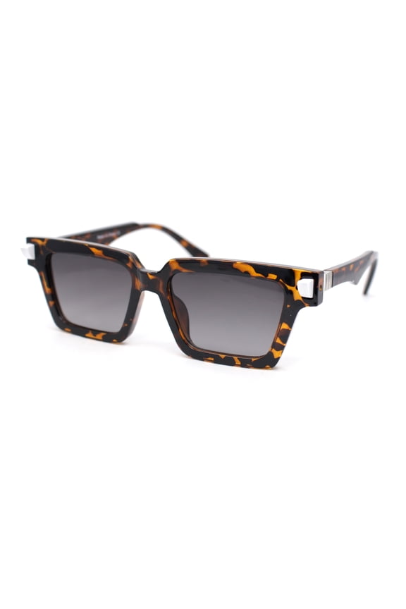 Womens Artsy Lipstick Hinge Retro Horn Rim Sunglasses Tortoise - Smoke