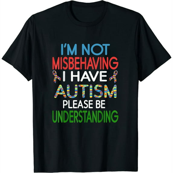 Womens Aspergers and Autism Kids I'm Not Misbehaving I Have Autism T-Shirt Black 2X-Large