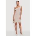 thumbnail image 1 of Womens Asymmetrical Shoulder Ruched Side Mini Dress, 1 of 4