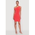 thumbnail image 1 of Womens Asymmetrical Shoulder Ruched Side Mini Dress, 1 of 4