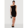 thumbnail image 1 of Womens Asymmetrical Shoulder Ruched Side Mini Dress, 1 of 4