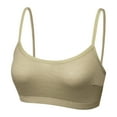 thumbnail image 1 of Womens Athletic Bras Lightweight Ribbed Knit Breathable Workout Comfortable Yoga Bras Everyday Bralettes Ladies Bra Wireless Beige S, 1 of 7