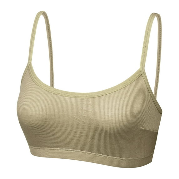Womens Athletic Bras Lightweight Ribbed Knit Breathable Workout Comfortable Yoga Bras Everyday Bralettes Ladies Bra Wireless Beige S