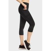 Womens Athletic Capri Yoga Plex Leggings Pants with Pockets D.Gray, Small