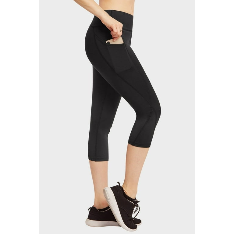 Womens Athletic Capri Yoga Plex Leggings Pants with Pockets D.Gray, Small