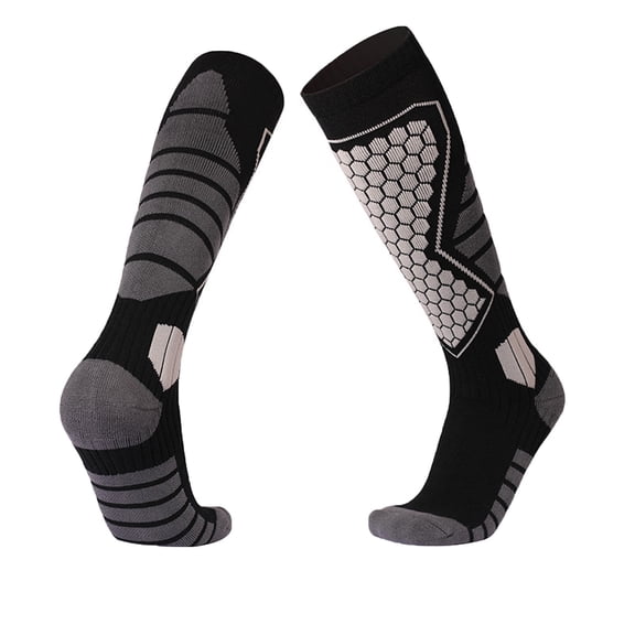 Womens Athletic Compression Socks Black, Arch Support & Cushioned Nylon Spandex Crew Length for Running, Workout, Nurse,Size Free Size