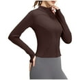 thumbnail image 1 of Womens Athletic Fleece Jackets Zip Up Slim Fit Thumb Holes Fall Gym Cropped Coat with Pocket Running Workout Tops (M, Coffee), 1 of 4