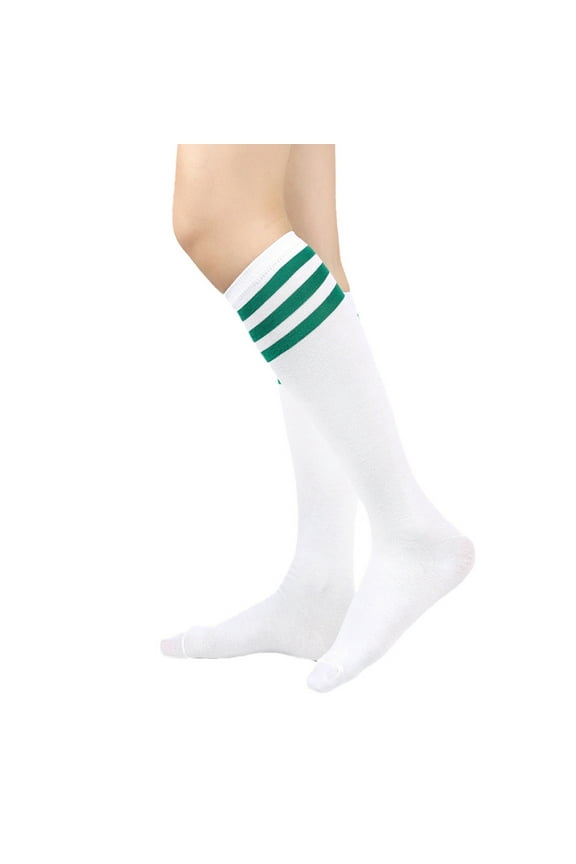 Womens Athletic Knee High Socks, Outdoor Sport Thigh High Stockings, Casual Stripes Tube Socks(1 Pair)