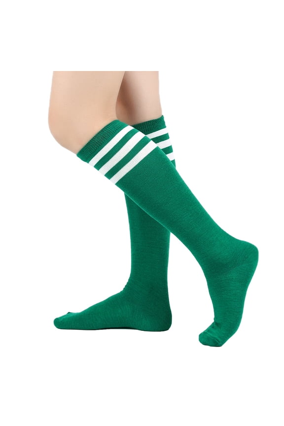 Womens Athletic Knee High Socks, Outdoor Sport Thigh High Stockings, Casual Stripes Tube Socks(1 Pair)