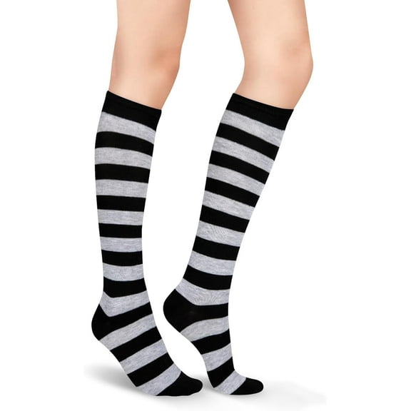 Womens Athletic Knee High Socks, Outdoor Sport Thigh High Stockings, Casual Stripes Tube Socks