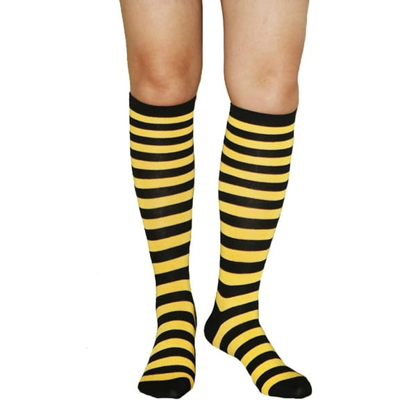 Womens Athletic Knee High Socks, Outdoor Sport Thigh High Stockings, Casual Stripes Tube Socks