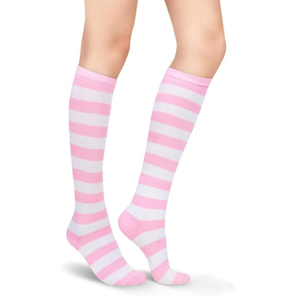 Womens Athletic Knee High Socks, Outdoor Sport Thigh High Stockings, Casual Stripes Tube Socks