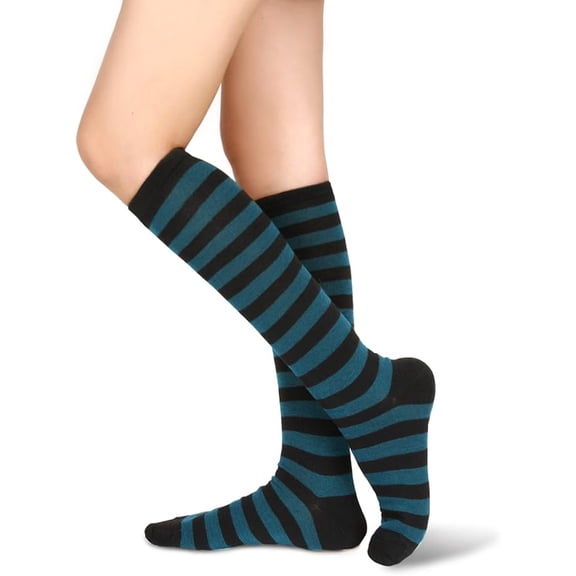 Womens Athletic Knee High Socks, Outdoor Sport Thigh High Stockings, Casual Stripes Tube Socks