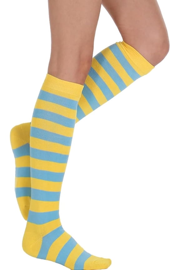 Womens Athletic Knee High Socks, Outdoor Sport Thigh High Stockings, Casual Stripes Tube Socks