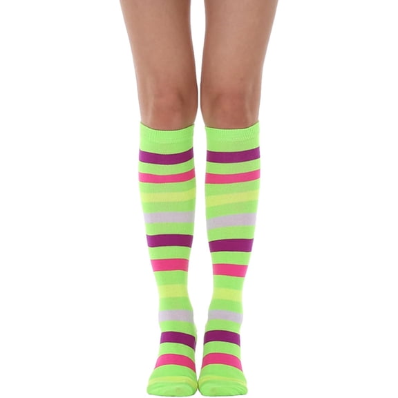 Womens Athletic Knee High Socks, Outdoor Sport Thigh High Stockings, Casual Stripes Tube Socks