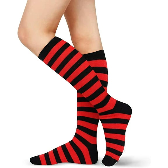 Womens Athletic Knee High Socks, Outdoor Sport Thigh High Stockings, Casual Stripes Tube Socks