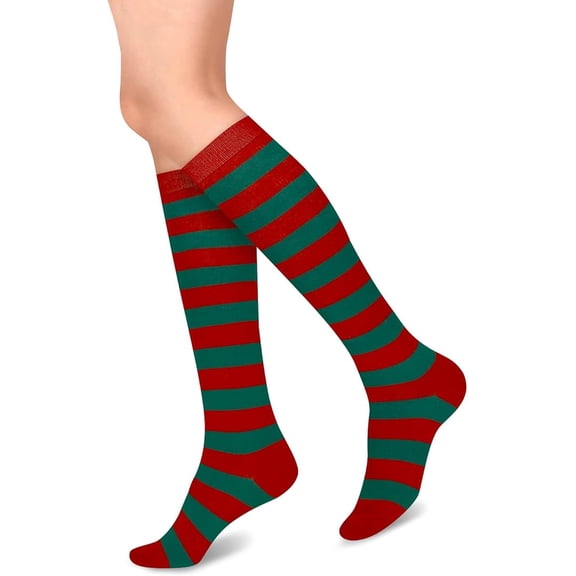 Womens Athletic Knee High Socks, Outdoor Sport Thigh High Stockings, Casual Stripes Tube Socks