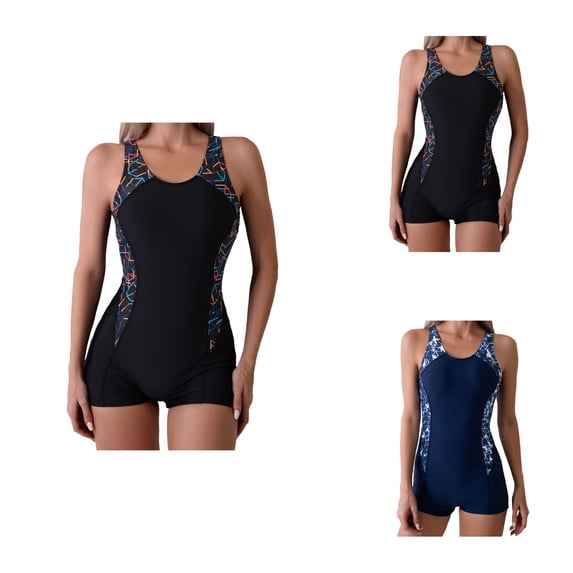 Womens Athletic One Piece Swimsuit, Boyleg Racerback Bathing Suit with Tummy Control, Full Coverage Sport Lap Swimwear for Competitive Swimming