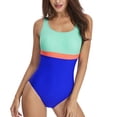 thumbnail image 1 of Womens Athletic One Piece Swimsuits Racerback Padded Bathing Suit Sport Swimwear Color Block, 1 of 6