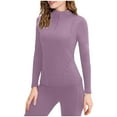 thumbnail image 1 of Womens Athletic Shirts Workout Long Sleeve Slimming Tops Mock Neck Summer Yoga Running Quickdrying Shirt, Purple, XXL, 1 of 7