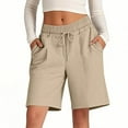 thumbnail image 1 of Womens Athletic Shorts, Audhol Women's Solid Color Comfortable Loose Cotton Shorts Casual Pants Drawstring Sports Pants Sweat Shorts Women Khaki 2XL, 1 of 8