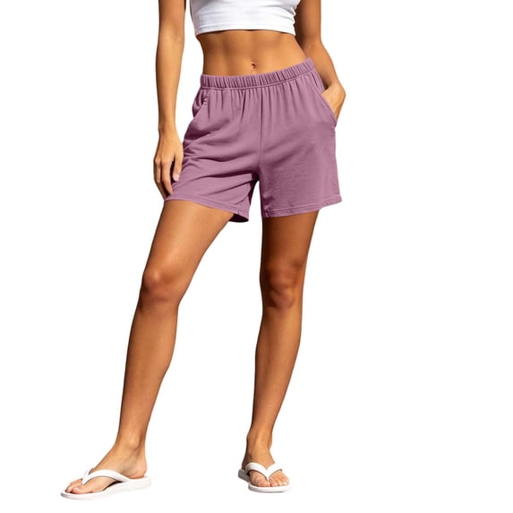 Womens Athletic Shorts Bermuda 6" High Waisted Hiking Shorts with Pockets Casual Summer Quick Dry Wear for Women Golf Purple XL(XL)