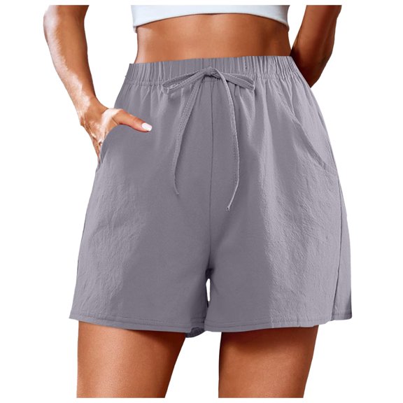 Womens Athletic Shorts Cute Soft Elastic Drawstring Bermuda Shorts for Women,Grey,S