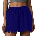 thumbnail image 1 of Shorts for Women Casual Solid Bottom Hem Lace Versatile Drawstring Elastic Wide Leg Straight Leg Shorts, 1 of 6