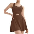 thumbnail image 1 of Womens Athletic Tennis Dress with Shorts Cut Out Racerback One Piece Golf Tank Rompers Workout Summer Clothes 2024 (XXL, Coffee), 1 of 7