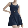 thumbnail image 1 of Womens Athletic Tennis Dress with Shorts Cut Out Racerback One Piece Golf Tank Rompers Workout Summer Clothes 2024 (XXL, Navy), 1 of 7