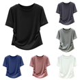 thumbnail image 1 of Womens Athletic Tops Designer T Shirt With Waist And Fit For A Casual Womens Summer Spring Tunic Blouse Black L, 1 of 4