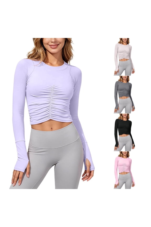 Womens Athletic Tops Fashion Shirt Women Compression Shirts Spandex T Shirt Women Workout Tops Loose Fit Woman S Workout Top Long Sleeve for Layering Shirts for Striped Long Sleeve Purple S