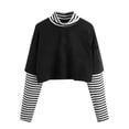 thumbnail image 1 of Womens Athletic Tops Juniors Graphic Tops Casual Fit Top Casual Raglan Tee Light Long Sleeve Women Shirts Short Sleeve Long Turtleneck Women Spandex T Shirt T Short Shirt Workout Black L, 1 of 4