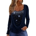 thumbnail image 1 of Womens Athletic Tops Long Sleeve Compression Shirt Women Short Sleeve T Shirts Womens Long T Shirts Pack Sleeved Sleeves Women Loose Workout Shirt And Set Blue XXL, 1 of 5