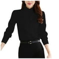 thumbnail image 1 of Womens Athletic Tops Shirts New Spring Korean St Up White Chiffon Long Sleeve Slim Bottoming Womens Clothes,Black,3XL, 1 of 3