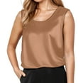 thumbnail image 1 of Womens Athletic Tops Shirts Pure Color Silk Strap Tank With Round Neck Womens Clothes,Khaki,3XL, 1 of 4