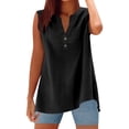 thumbnail image 1 of Womens Athletic Tops Shirts Sleeveless For Wear Features Button Closure Ideal Plus Size Shirts,Black,L, 1 of 4