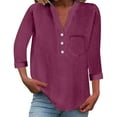 thumbnail image 1 of Womens Athletic Tops Shirts Trendy Stylish 3/4 Sleeve Pocket Detail Womens Golf Shirt,Purple,4XL, 1 of 7