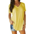 thumbnail image 1 of Womens Athletic Tops T Shirt Women Short Sleeve Exercise Shirts Women Casual Workout Tops Pack of T Shirts Oversized Tee Shirt Women's Tees Polyester Tees Short Sleeved Athletic Yellow M, 1 of 6