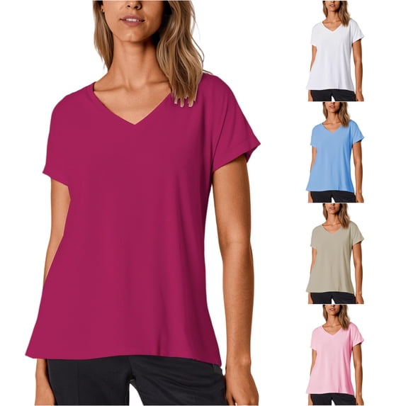 Womens Athletic Tops Tee Long Sleeved Tees for Women Long Sleeve Tees Womens Loose Fit Workout Shirts Loose Casual Tee Women Sleeve Lightweight T Shirts Top Work Shirt Short Red XXL