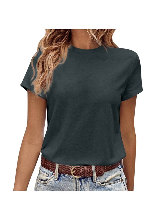 Womens Athletic Tops Turtle Necks for Womens Long Sleeve Pack T Shirts Tech Sleeve Shirt And Shirt Set Women Casual T Shirts Women Turtle Neck Top for Pack Foil Top Mod Bod Tops Gray XXL