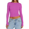 thumbnail image 1 of Womens Athletic Tops Valentines Day Shirts for Women Shirt Women Cold Gear Girls Shirts Long Sleeve Solid T Shirt Loose Athletic Tees Fashion Womens T Loose Tops Summer Solid Tee Purple S, 1 of 4