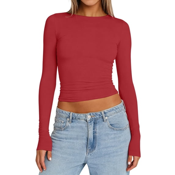 Womens Athletic Tops Valentines Day Shirts for Women Shirt Women Cold Gear Girls Shirts Long Sleeve Solid T Shirt Loose Athletic Tees Fashion Womens T Loose Tops Summer Solid Tee Red XL