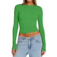 thumbnail image 1 of Womens Athletic Tops Valentines Day Shirts for Women Shirt Women Cold Gear Girls Shirts Long Sleeve Solid T Shirt Loose Athletic Tees Fashion Womens T Loose Tops Summer Solid Tee Green XL, 1 of 4