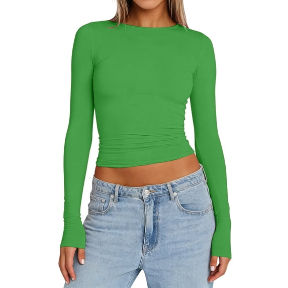 Womens Athletic Tops Valentines Day Shirts for Women Shirt Women Cold Gear Girls Shirts Long Sleeve Solid T Shirt Loose Athletic Tees Fashion Womens T Loose Tops Summer Solid Tee Green XL