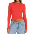 thumbnail image 1 of Womens Athletic Tops Valentines Day Shirts for Women Shirt Women Cold Gear Girls Shirts Long Sleeve Solid T Shirt Loose Athletic Tees Fashion Womens T Loose Tops Summer Solid Tee Red L, 1 of 4